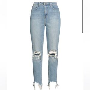 L’AGENCE Distressed straight denim jeans